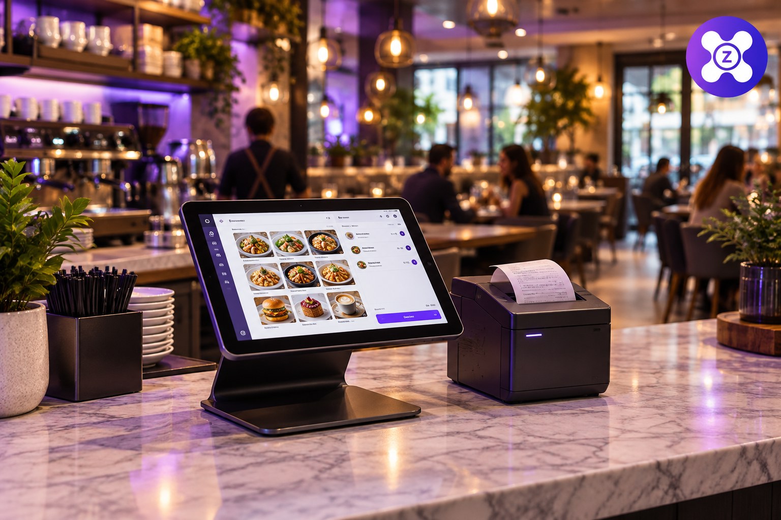 Zolva branded restaurant POS system thumbnail showing a cafe checkout tablet